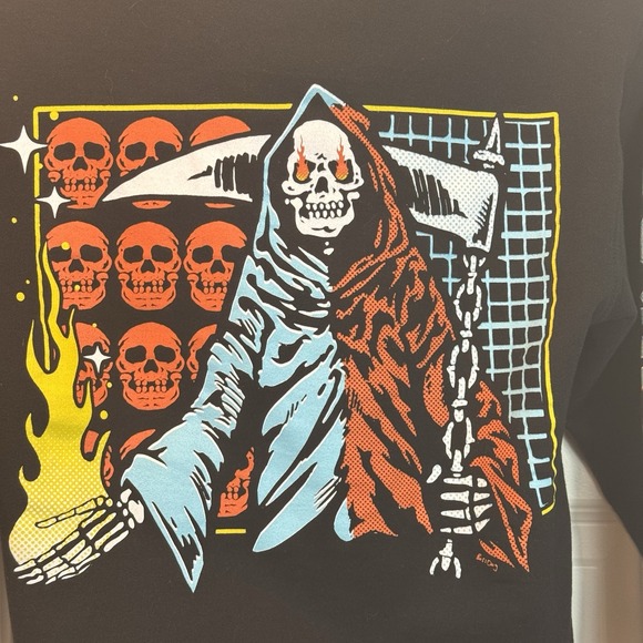 Liquid Death Promo Zip Up Hoodie Men's Small Black Grim Reaper Graphic Rare - Picture 5 of 13